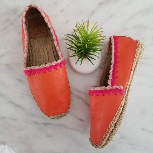 Tory Burch Shoes - TORY BURCH Myra Flat Espadrille Orange Crotchet